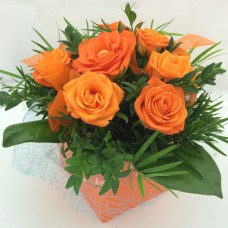 9 Orange Roses Card Box – Square 